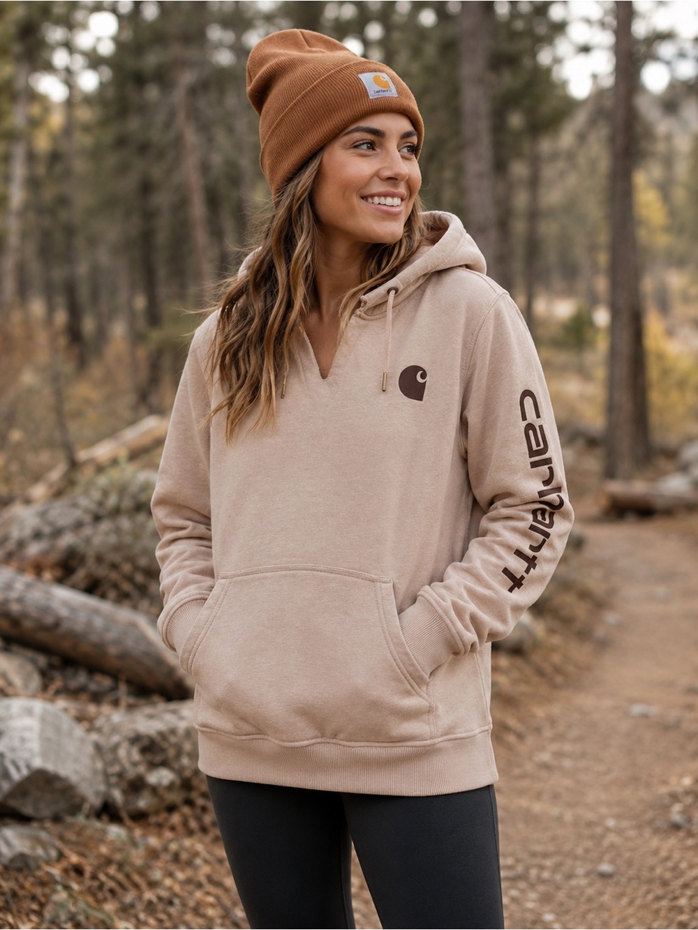Carhartt Relaxed Fit Hooded Sweatshirt Hoodie XL Beige Outdoor Casual